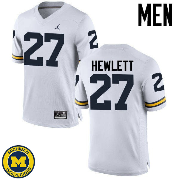 Men's University of Michigan #27 Joe Hewlett White High School Jersey